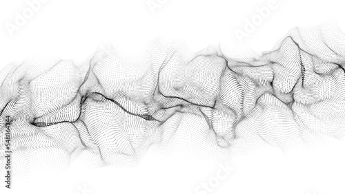 Futuristic moving white wave. Digital background with moving particles. Big data visualization. Vector illustration.