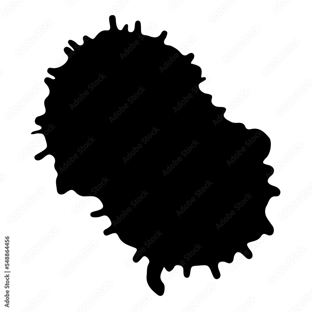 Blob or splash of paint, coffee or ink. Black round silhouette. PNG clipart isolated on transparent background
