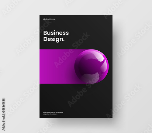 Creative 3D spheres corporate identity layout. Vivid journal cover A4 design vector concept.