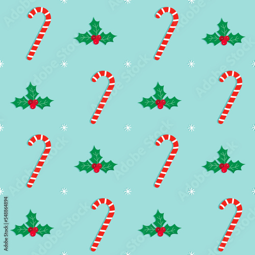 Christmas candy cane vector seamless pattern