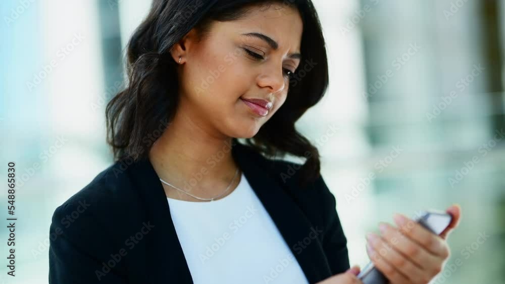Phone, communication and business woman typing an email, chat or texting a message on social networking site. Social media, internet and happy worker posting digital online content outdoors in city Phone, communication and business woman typing an email, chat or texting a message on social networking site. Social media, internet and happy worker posting digital online content outdoors in city