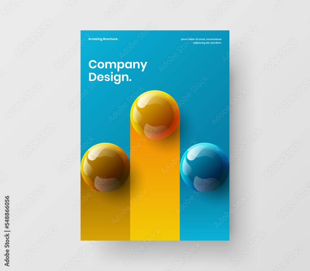 Simple realistic balls banner concept. Abstract pamphlet A4 design vector layout. Simple realistic balls banner concept. Abstract pamphlet A4 design vector layout.