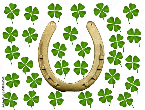 Symbolic picture, horseshoe with cloverleaf