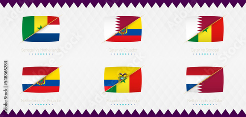 Free Download A set of Group A match icons of the 2022 international soccer tournament, the flag and a set of match icons on an abstract background. - GFXLoad