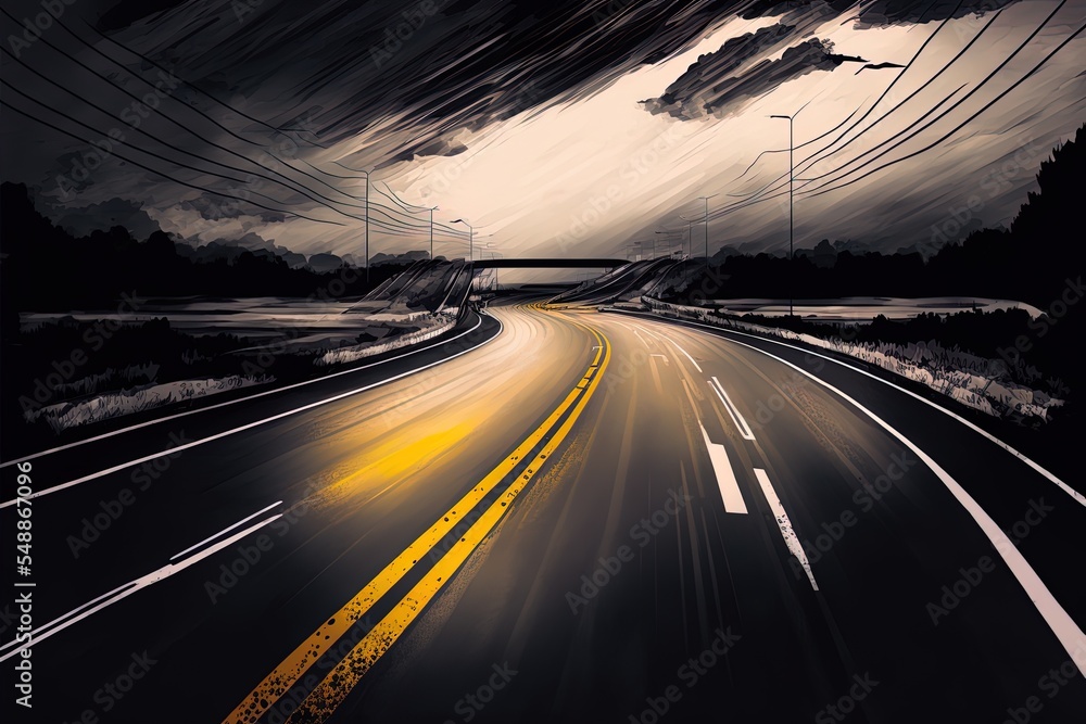 Obraz premium Street Drive Roadway Motion Highway Perspective