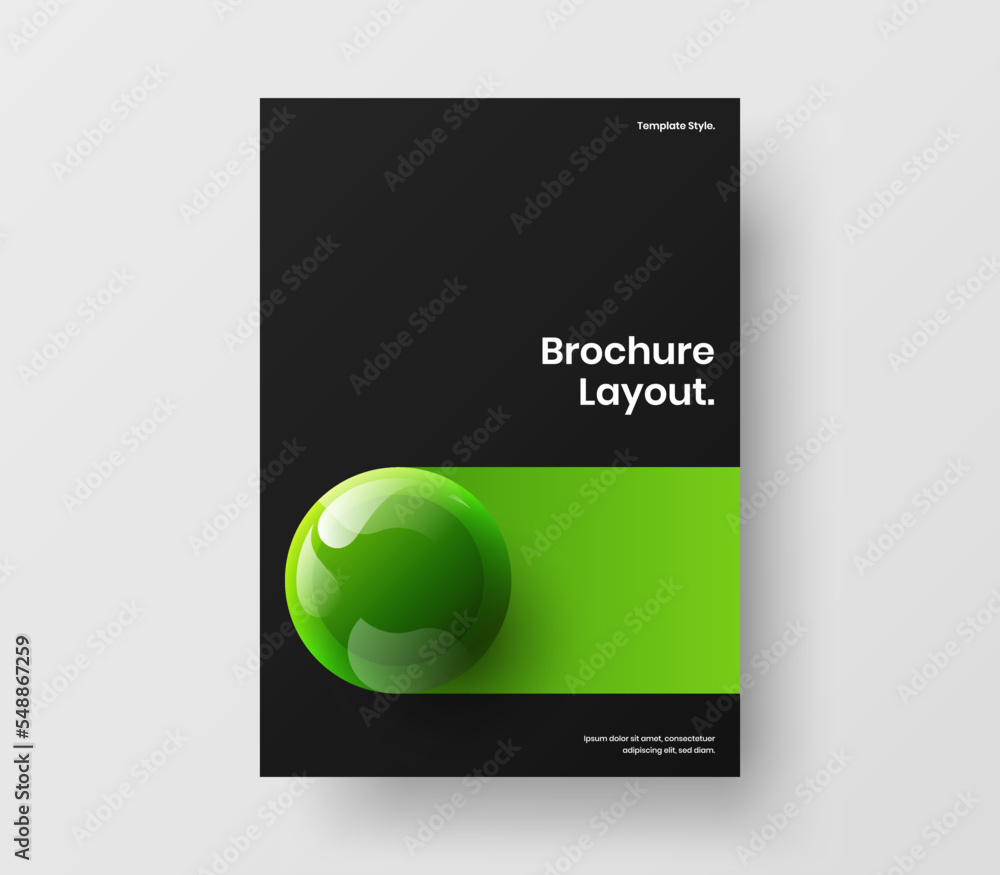 Fototapeta premium Fresh leaflet design vector layout. Vivid 3D spheres pamphlet illustration.