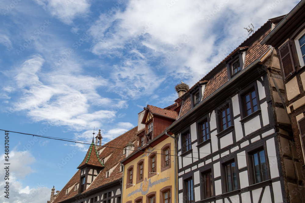 Houses of a French village in the Alsace area in France, with a mix between French and German style
