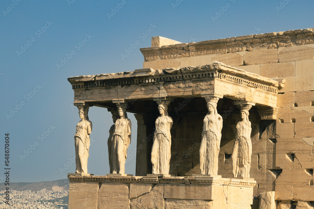 Fototapeta premium Erechtheion Temple with Caryatids, Caryatid Porch, Acropolis, Athens, Greece