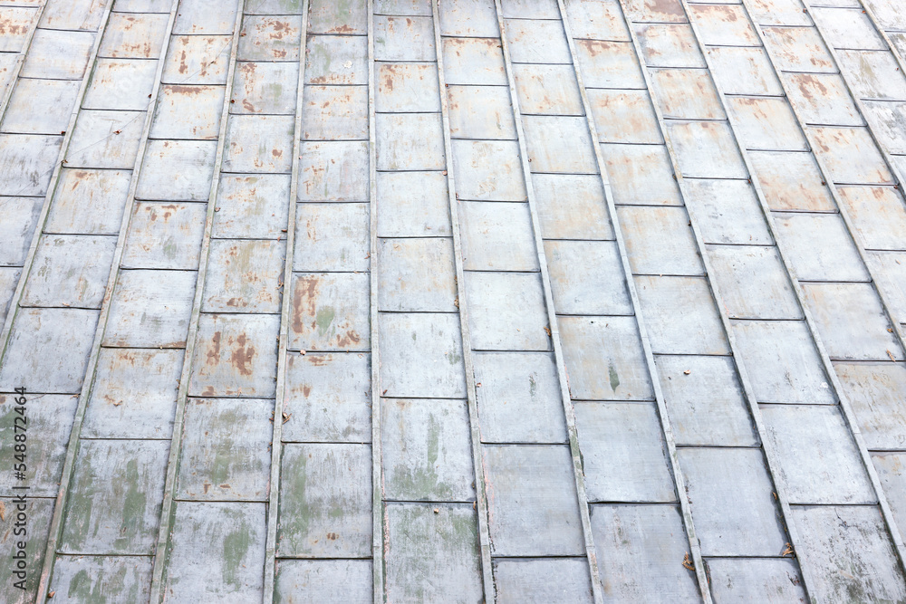 Corrugated metal profile roof installed on a barn house The roof of