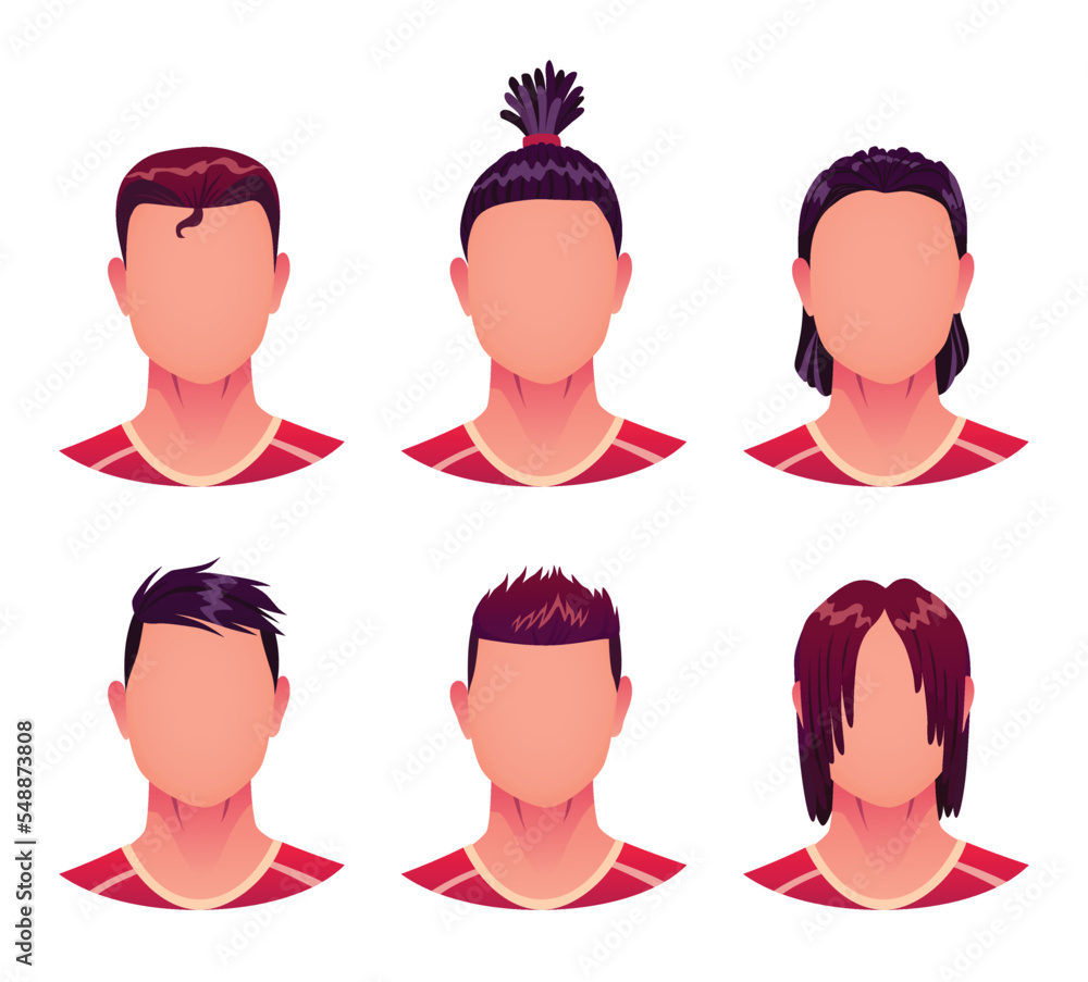 Face construction element, avatar creation with different head templates. Vector cartoon set of heads. Head parts pack for face generator isolated on white background Face construction element, avatar creation with different head templates. Vector cartoon set of heads. Head parts pack for face generator isolated on white background