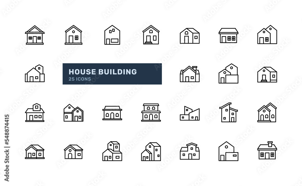 different and various design of facade home house building architecture residence detailed outline icon set. simple vector illustration different and various design of facade home house building architecture residence detailed outline icon set. simple vector illustration