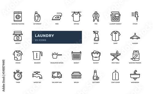laundry and washing cleaning clothes household housework detailed outline icon. simple vector illustration