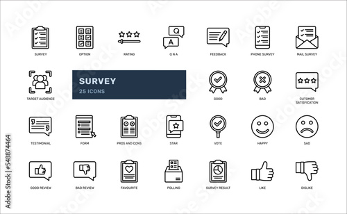 survey costumer rating option opinion statistic report result detailed outline icon. simple vector illustration