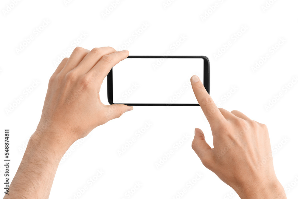 Presses a finger on the transparent screen of the smart phone. Presses a finger on the transparent screen of the smart phone.