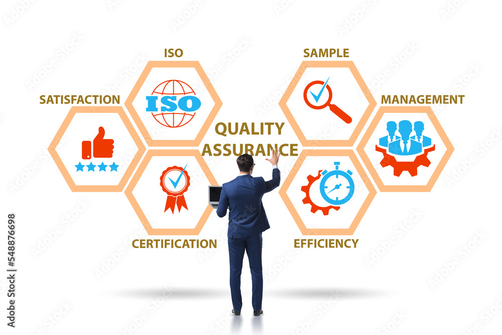 Businessman in quality assurance concept Businessman in quality assurance concept