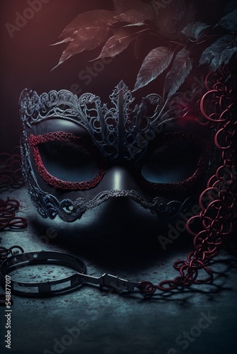 Mask and handcuffs for adult games