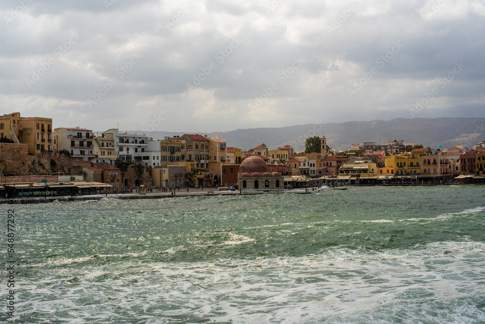 Chania with it's old harbor, Crete, Greece.