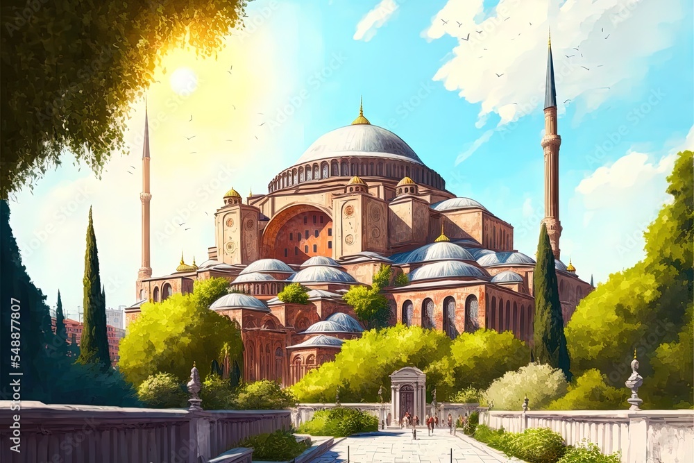 Fototapeta premium Hagia Sophia In Summer Istanbul At Sunny Day, Turkey