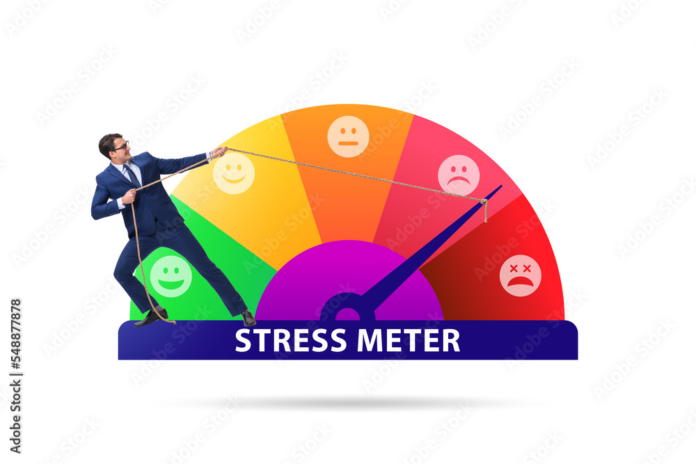 Concept of stress meter with businessman Concept of stress meter with businessman