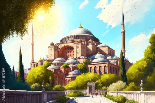 Fényképezés Hagia Sophia In Summer Istanbul At Sunny Day, Turkey