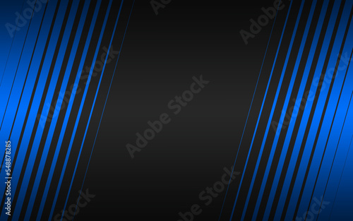 Black corporate abstract background with oblique blue stripes. Technology design. Vector illustration