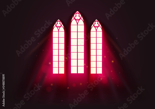 Church Window Illustration With Creepy Red Light