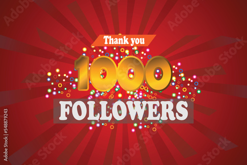 1000 FOLLWERS Thank you vector banner design