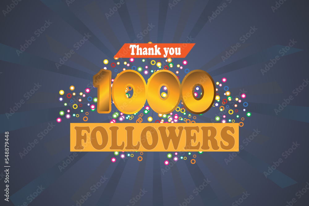 1000 FOLLWERS Thank you vector banner design Stock Vector | Adobe Stock