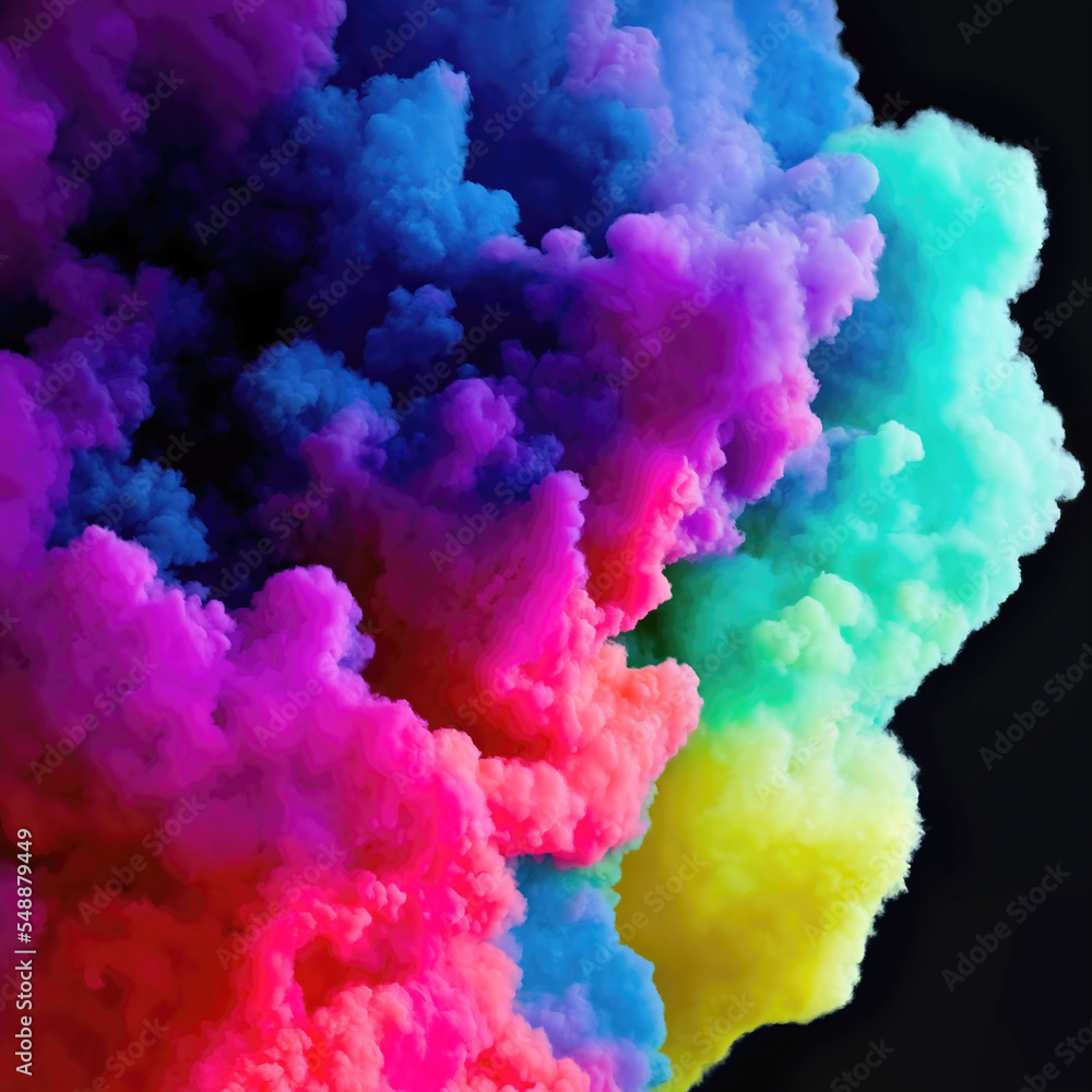 abstract rainbow background, colored smoke and pigments. 