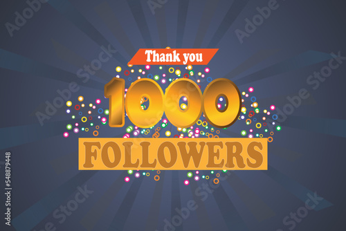 1000 FOLLWERS Thank you vector banner design photo