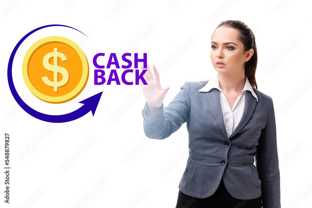 Businesswoman in the cash back concept Businesswoman in the cash back concept