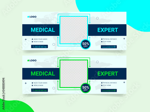 Medical health care web banner social media cover design template