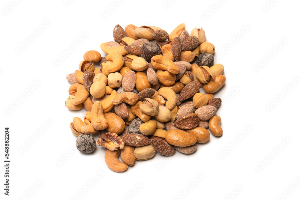 A group of almonds, pistachios, walnuts, macadamia, cashews. A group of almonds, pistachios, walnuts, macadamia, cashews.