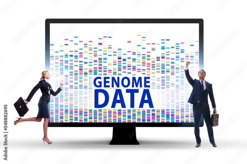 Business people in genome data concept Business people in genome data concept