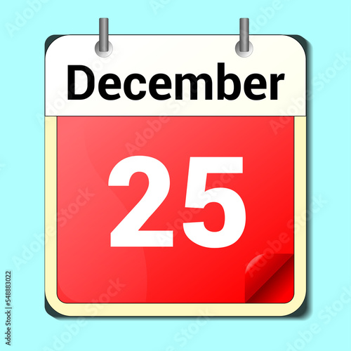 day on the calendar, vector image format, December 25