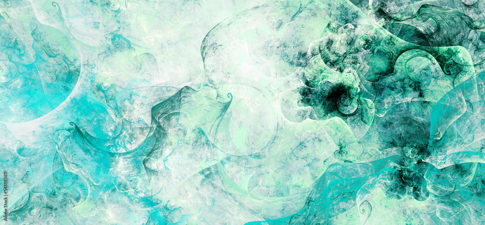 Art paint. Abstract painting background. Emerald color pattern. Fractal artwork for creative graphic design