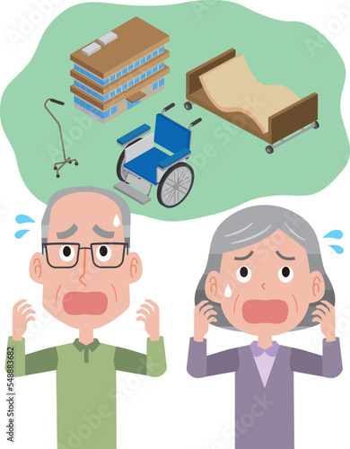 介護のことを考えて不安になる高齢夫婦