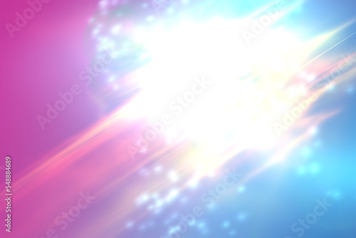 Abstract bright lights glitters bokeh on purple blue background illustration. The sun rays glare on water
