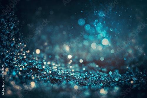 bokeh lights and snow. Christmas and winter holidays background