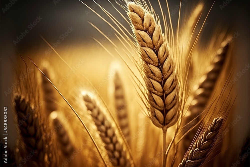 Wheat field. Ears of golden wheat closeup. Harvest concept Wheat field. Ears of golden wheat closeup. Harvest concept