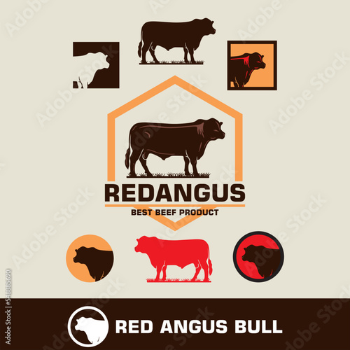 RED ANGUS LOGO, silhouette of great cattle vector illusstrations