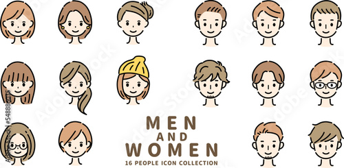 若い男女のフェイスアイコン