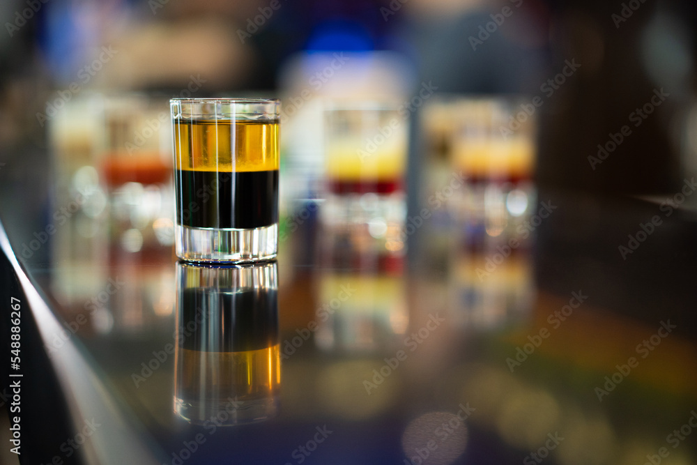 alcoholic shots at the bar