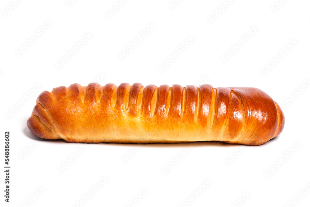 Isolated delicious fresh bread sweet roll on a white background Isolated delicious fresh bread sweet roll on a white background