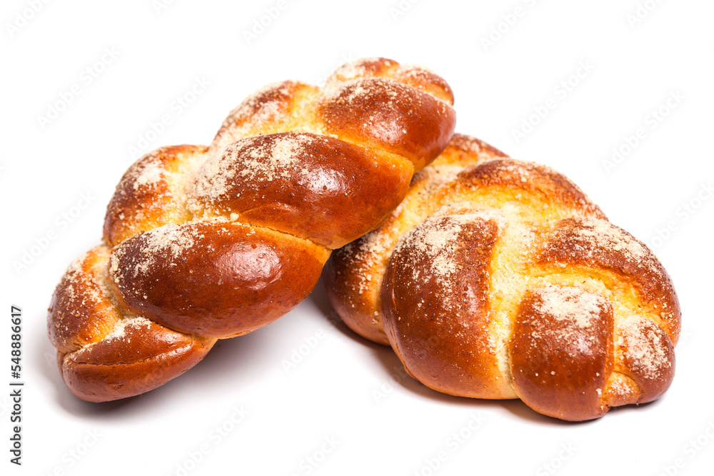 Isolated delicious fresh bread sweet roll on a white background