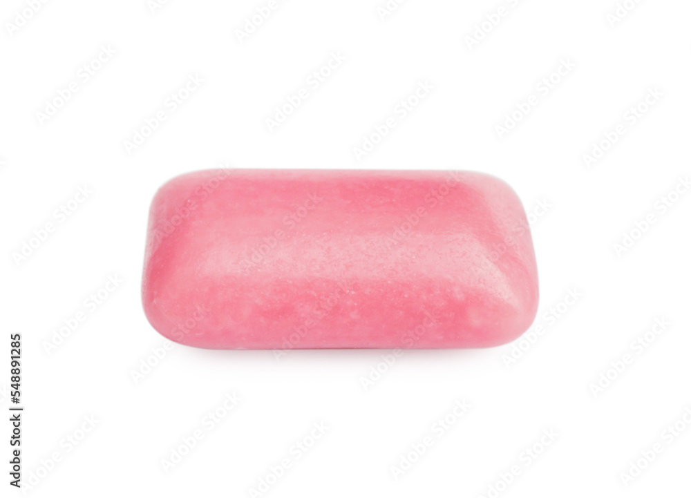 One pink chewing gum isolated on white One pink chewing gum isolated on white