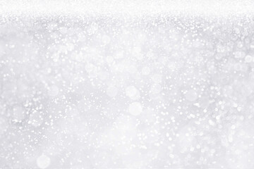 White silver Christmas wedding anniversary snow fall background or birthday diamond jewelry bling glitter ice texture
