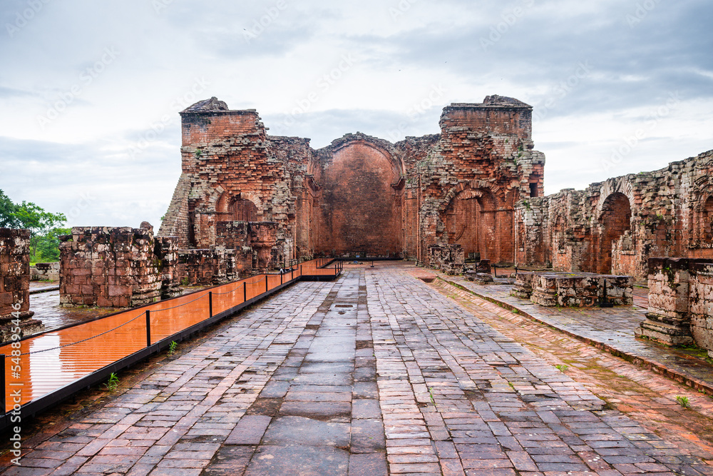 old ruins of santisima trinidad monastery in encarnacion, paraguay.