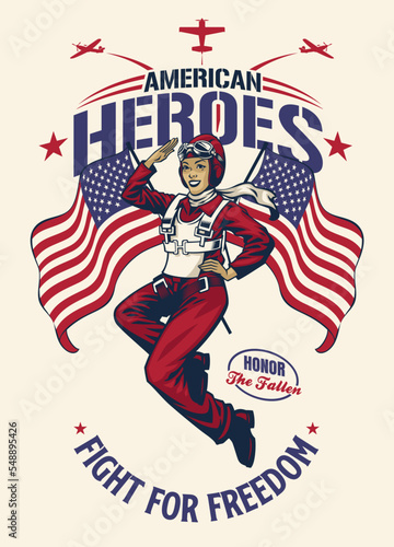 vintage t-shirt design of world war 2 pilot
