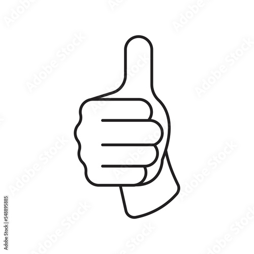 Thumb up hand gesture line icon design. isolated on white background. vector illustration